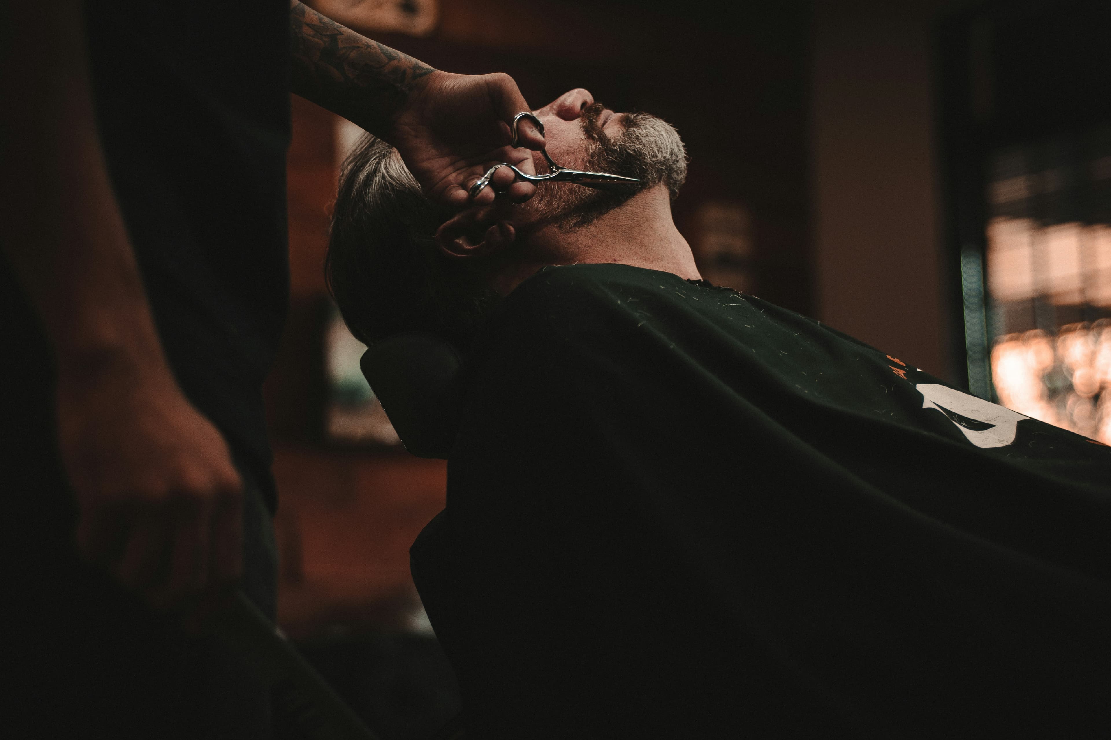 A precise beard trim in a classic barbershop